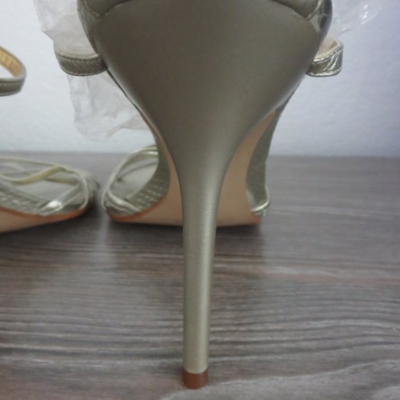 GUESS TINA Silver Reptile Strappy High Heel Sandals 8.5  Gold Charms - Picture 11 of 16